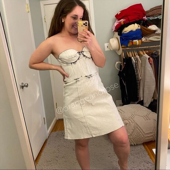 NWT Ksenia Schnaider Corset Mini Dress Paint in Crackled White Bustier M/L - Picture 9 of 11